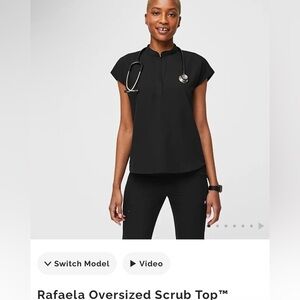 NFS- sold on another platform- Figs Rafaela black oversized scrub top XXS
